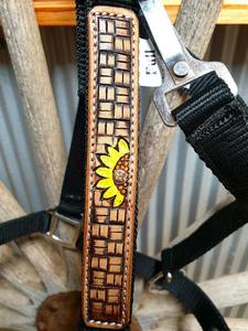 Equestrian Horse Training Hand Tooled Leather Designer Nylon <b>Rope</b> Halter and Lead in Best Price - Product Image 2