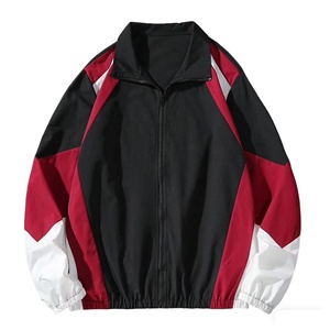 Veste de survêtement rétro en nylon personnalisée avec logo brodé, fermeture éclair, passepoil et coupe-vent pour homme - Product Image 1
