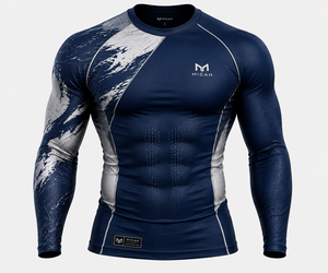 Men Long Sleeve Rash Guard <b>Compression</b> <b>Shirt</b> Quick Dry Breathable UPF50+ Anti-Bacterial Printed Polyester/Nylon Sports Top for - Product Image 1