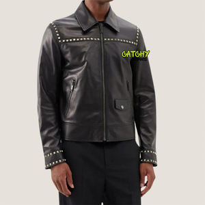 เสื้อหนังจระเข้สีดำสำหรับผู้ชายเสื้อแจ็กเก็ตหนังแท้ลายนูนดีไซน์ล่าสุดสำหรับ2024 - Product Image 1