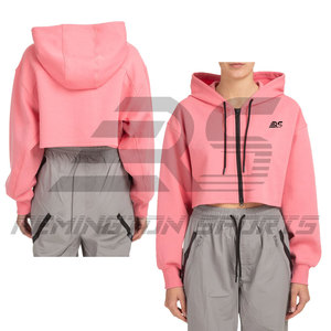 Custom Logo Streetwear Women Sweatshirt Pullover Gym Hoodies Women Crop Hoodie Ladies Casual Crop Top Hoodie <b>Set</b> - Product Image 1