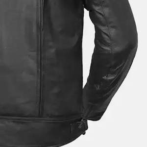 Genuino de alta calidad ecológico impermeable a prueba de viento transpirable elegante cuello alto chaqueta de lona de cuero bolsillos para hombres - Product Image 5