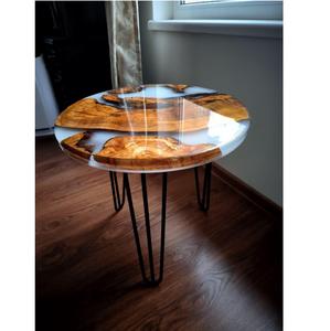 Mesa de Centro Moderna de Resina con Borde Natural de Madera y Acabado Epóxico para Sala de Estar Elegante, Suministro Directo de Fábrica, en Cantidad al por Mayor - Product Image 1