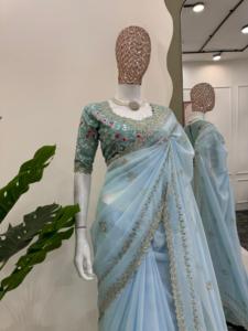 ชุดส่าหรีผ้าไหมจำนวนมากปักเลื่อมและลูกไม้เสื้อเบลาส์ผ้าไหมหรูหราส่าหรีผสม - Product Image 5