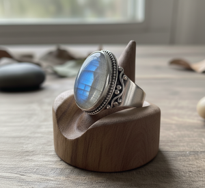 แหวนแฟชั่นชุบสีโรสโกลด์ทำมือได้รับการรับรองจากหินมูนสโตนแหวนปาร์ตี้ยอดนิยมของขวัญงานแต่งงานสำหรับผู้หญิง - Product Image 4