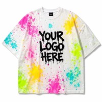 T-shirt surdimensionné personnalisé effet éclaboussures de blanchiment, 270 GSM, coton, teinture artisanale unique, effet délavé à l'acide, streetwear, t-shirt épais pour homme