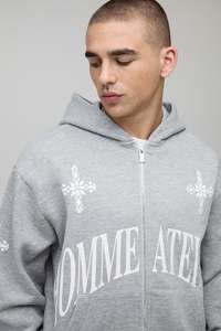 Zip Up Heather Gris Personnalisé 400gsm Tissu Hommes Hoodies Coton Sweat À Capuche Surdimensionné Impression Style Logo Pour Unisexe - Product Image 6