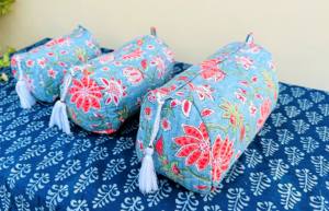 Floral Handmade Boxy <b>Toiletry</b> <b>Bags</b>, Flowers Quilted Makeup Pouches, Large Capacity Cosmetic & Storage <b>Bag</b>, Bridesmaid Gift - Product Image 6