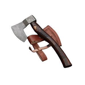 Hache à fendre Burraq personnalisée de 19,5 pouces en acier Damas, manche en bois de rose, étui en cuir, cadeau de camping et de chasse, fait main pour papa - Product Image 5