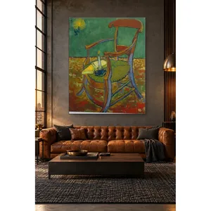 Impression sur toile de la chaise de Van Gogh et Gauguin avec bougie - Product Image 2