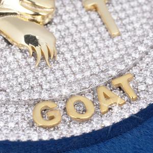 Pendentif GOAT Iced Out, bijoux hip-hop, le plus grand de tous les temps, or et argent, chaîne cubaine bicolore, pour hommes et femmes - Product Image 3