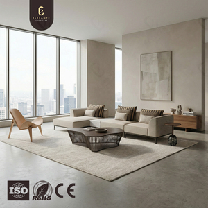 Ghế <span class=keywords><strong>sofa</strong></span> mô-đun cao cấp với bàn trung tâm tích hợp mặt đá cẩm thạch, thiết kế mô-đun để điều chỉnh bố cục linh hoạt - Product Image 1