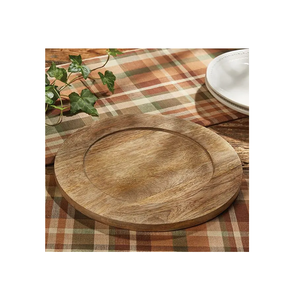 Assiette de chargeur en bois design Accessoires de cuisine Fabriqué avec des ustensiles de cuisine et des restaurants de couleur foncée - Product Image 4