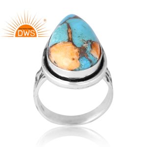 Unique Design 925 Silver Natural Mojave Copper Qyster <b>Turquoise</b> Gemstone <b>Ring</b> for Women Custom Jewelry for Women Gift for Her - Product Image 1