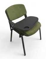 Chaise de formation moderne et durable, revêtement en tissu, structure métallique, tablette d'écriture, empilable, ergonomique, bureau, hôpital, domicile