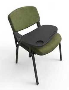 Chaise de formation moderne et durable, revêtement en tissu, structure métallique, tablette d'écriture, empilable, ergonomique, bureau, hôpital, domicile - Product Image 6