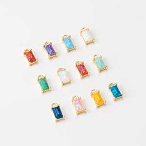 Opal Baguette Birthstone Charm Square Opal Pendant Fine Jewelry <b>Sets</b> 925 Sterling Silver 14K <b>Gold</b> Plated Personalized Party - Product Image 5