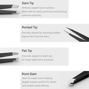 Pince à épiler ensemble sourcils cils pince inclinée pour cheveux incarnés cheveux cueillette outils de beauté quotidiens avec étui de voyage en cuir naturel - Product Image 6