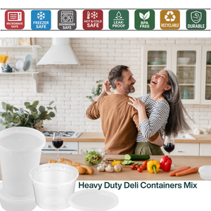 ProTakeOut 8/16/32 oz Heavy-Duty PP Deli Containers with Lids 48 Sets Microwave & <b>Freezer</b> Safe Durable for Meal Prep - Product Image 5