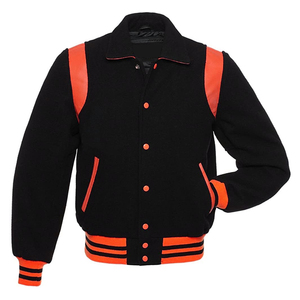 Veste de sport SENSEL SPORTS pour homme, noire et orange, style universitaire, col rabattu, polaire respirante, coupe-vent, style preppy, automne-hiver, décontractée - Product Image 6