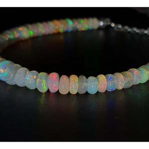 AAA+ Ethiopian Fire Opal Bead <b>Bracelet</b> 925 Sterling <b>Silver</b> Gift - Product Image 3