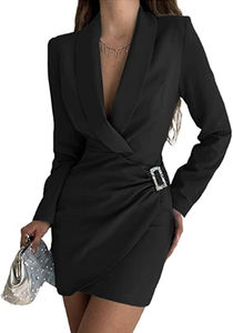 2025 meilleures ventes robes d'affaires pour femmes robes de haute qualité vêtements pour femmes couleur unie bureau dame carrière robe avec ceinture - Product Image 4