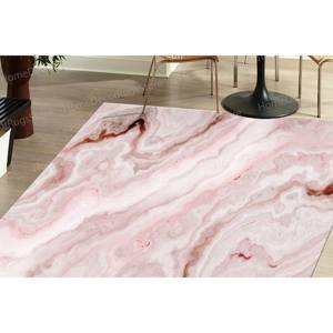 <b>Pink</b> <b>Wool</b> Patchwork Printed Rug Eco-Friendly Dining Room Rug with Medium Pile and Latex Backing - Product Image 5