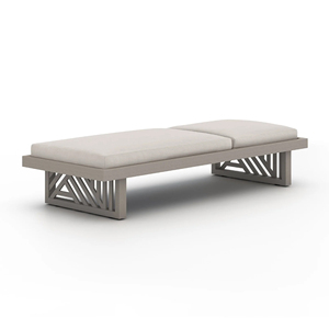Chaise longue de jardin minimaliste en teck blanc vieilli, mobilier d'extérieur pour plage, piscine et maison - Franco - Product Image 4