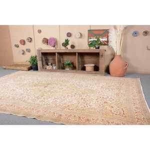 6.4x10.6 ft Turkish Rug, Vintage Large Rug, Red <b>Yellow</b> Oriental Rug - Product Image 2