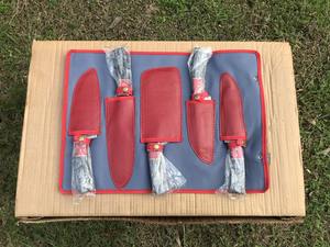 Juego de cuchillos de cocina en acero de Damasco con cuchillo para carne, cuchillo de carnicero y otros estilos. Personalización opcional con funda de cuero. - Product Image 3