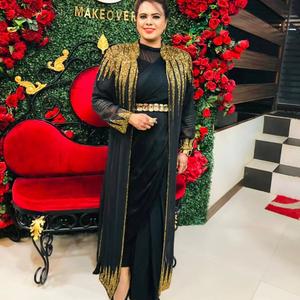 Venta caliente ropa de mujer vestido de fiesta elegante lujoso traje de noche largo chaqueta vestido bordado de perlas con cuentas a mano - Product Image 1