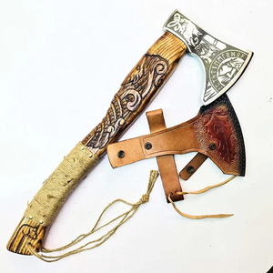 Hacha de mango de madera tallada personalizada SCL, hoja de acero de alto carbono Ragnar vikingo histórica auténtica hecha a mano para coleccionistas - Product Image 3