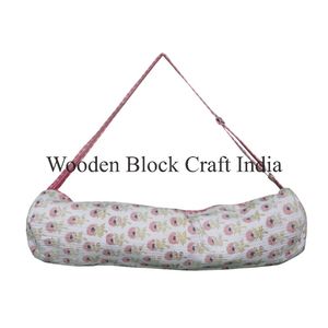 Sac de sport en coton bohème écologique fait à la main avec motif floral, support de rangement pour tapis de yoga, sac de sport avec design pliable pour la salle de sport et le yoga - Product Image 1