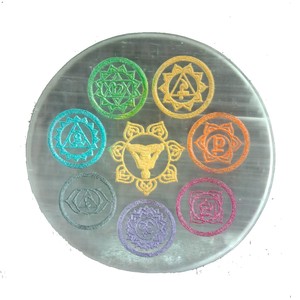 แผ่นกลมแบบเซเลไนต์สำหรับชาร์จเจ็ดสัญลักษณ์จักระสำหรับการรักษาเรกิแผ่นชาร์จแบบเซเลไนต์ขายส่ง - Product Image 6