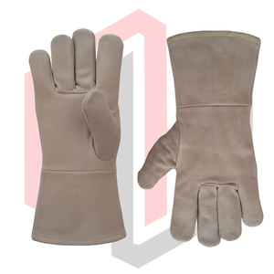 Guantes de Soldadura de Cuero Gris Resistentes al Calor y al Fuego, Antiestáticos, para Soldadura MIG, TIG, Stick, Barbacoa, Parrilla, Chimenea, Resistentes a Desgarros, 11 oz, 14 Pulgadas - Product Image 4