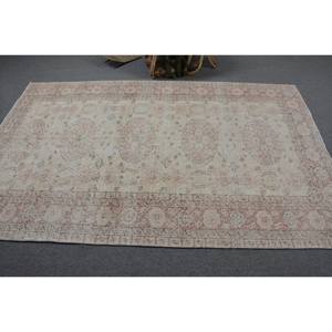 พรมตุรกีวินเทจขน5x7ft สีชมพูสีเบจสานแบบแบนพร้อมรูปแบบการเย็บปะติดปะต่อกันด้านหลังยางสำหรับห้องนั่งเล่นตกแต่งห้องโถง - Product Image 3