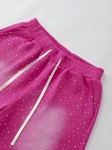 100% coton français éponge décontracté hommes Shorts strass soleil délavé acide lavage détresse élégant Streetwear poids lourd polaire - Product Image 3