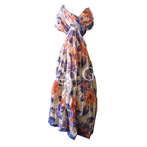 Pañuelo Dupatta de Chifón con Estampado Floral Indio, 100% Algodón, Multicolor - Product Image 3