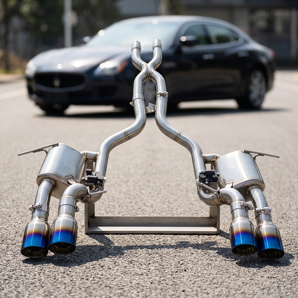 VantaFlow SS304 Valvetronic Catback Exhaust System with Blue Burnt Tips for Maserati Quattroporte S 4.7L M139 2008-2012