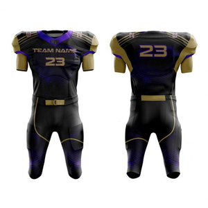 Maillots de football américain personnalisés en gros, imprimés numériquement, ensembles d'uniformes d'entraînement universitaires surdimensionnés pour adultes, grandes tailles, devant - Product Image 1