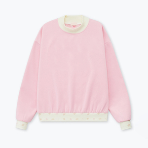 Sweat-shirt décontracté d'hiver pour femme, rose, à col montant, imprimé, personnalisé sur le devant, en molleton écologique, tricoté, à épaules tombantes, manches longues - Product Image 1