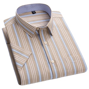 6XL-7XL 2024 nueva Camisa de algodón Oxford de verano para hombre, manga corta, informal, clásica, a cuadros, a rayas, para el hogar, para jóvenes, talla grande - Product Image 2