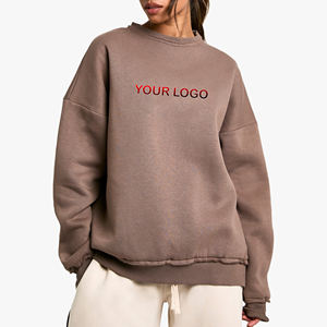 เสื้อกันหนาวมีฮู้ดสำหรับผู้หญิงผ้าฝ้าย100% 400 GSM สีทึบฮิปฮอป - Product Image 1