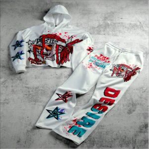 Custom Unisex Solid Heavyweight Hooded Tracksuit <b>Set</b> for Men Hoodie Sweatpants Screen Printed Distressed <b>Embroidery</b> Streetwear - Product Image 3