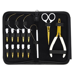 Kit de herramientas de extensión de cabello de acero inoxidable blanco dorado de alta calidad Incluye alicates Micro anillos agujas de bucle Clips para cabello humano - Product Image 1