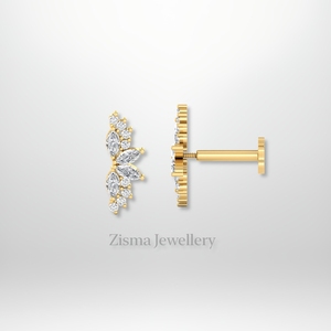 Pendientes trepadores de oreja de diamante de lujo 14K 18K oro sólido Piercing joyería Real laboratorio cultivado y diamantes naturales IGI GIA certificado - Product Image 3