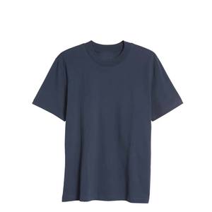 Camiseta de cuello redondo para hombre, camisa de aspecto informal con logotipo personalizado de la empresa, estampado de texto, color negro y azul marino - Product Image 5