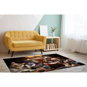 Modern <b>Cat</b> Lovers Printed Rug: Thin Kitchen Bridesmaid Custom <b>Gift</b>,Chenille Rug - Product Image 5