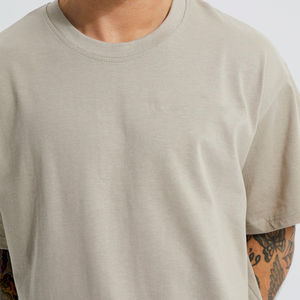 T-shirt surdimensionné à col montant pour hommes 100% coton biologique épaule tombante Boxy Fit T-shirt uni vierge pour décontracté - Product Image 5