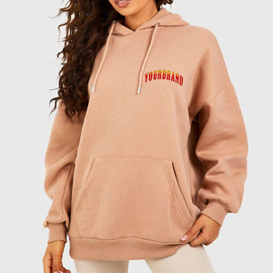 Sudadera con capucha Premium para mujer 100% Material de algodón Transpirable Impresión de logotipo personalizado Sudadera con capucha sólida OEM - Product Image 1